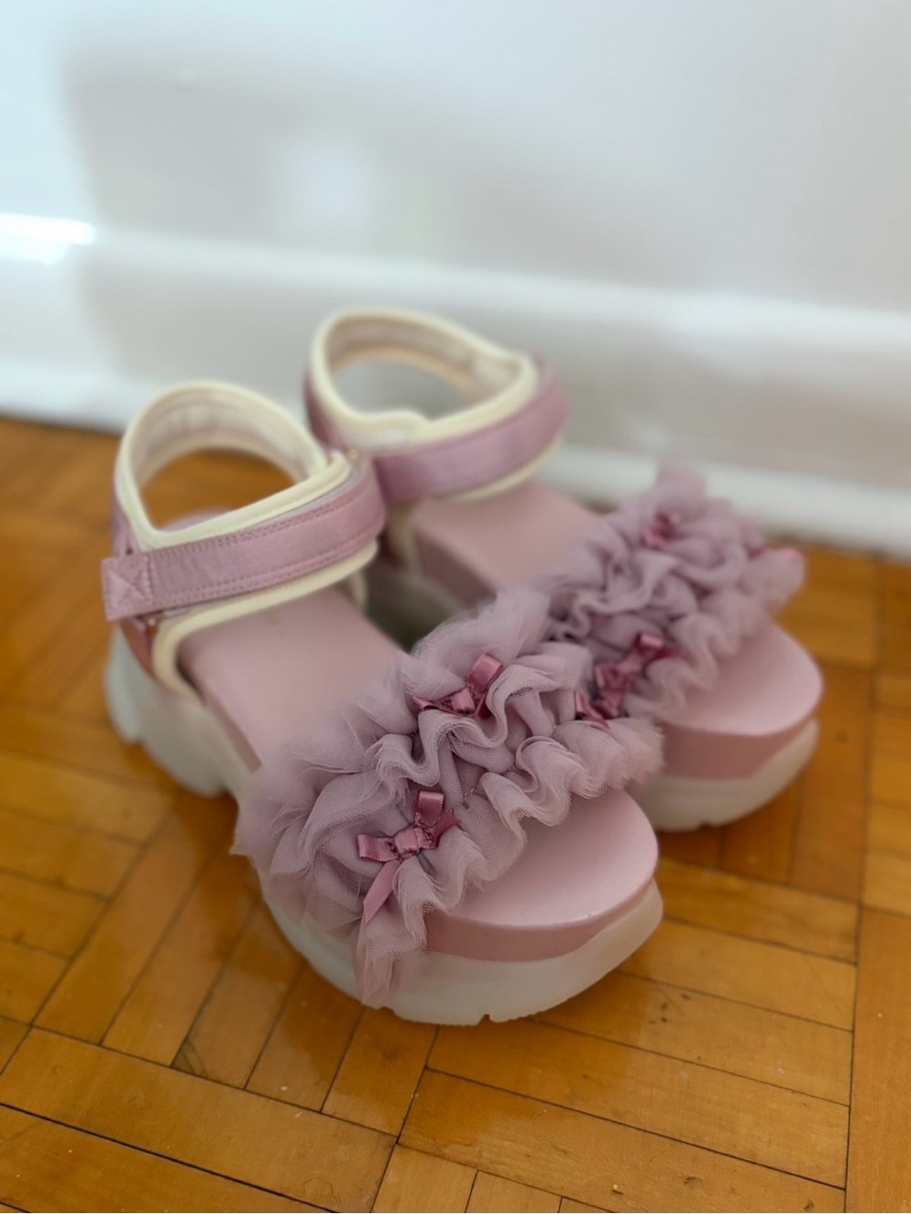 Axes Femme Poetique Pink Frill Platform Sandals